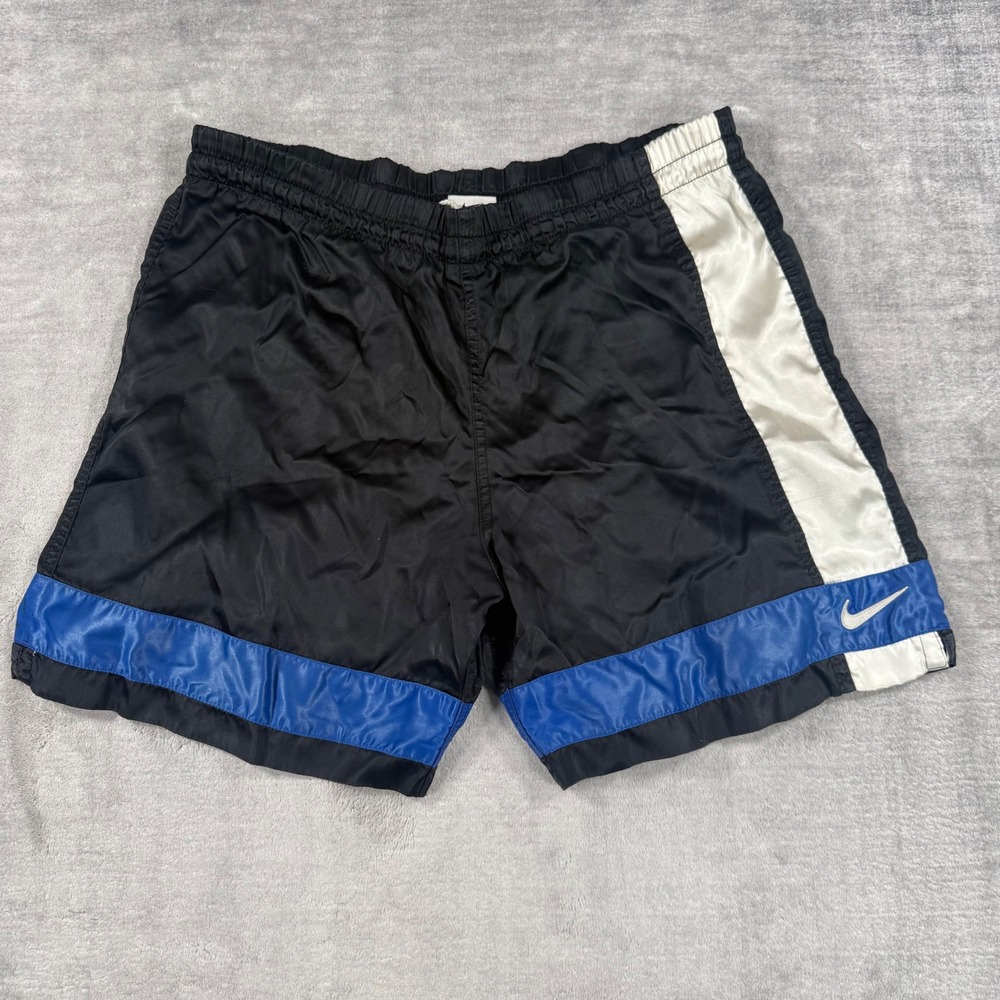 Nike Athletic Shorts Womens XL Black Colorblock Satin Vintage Soccer Football